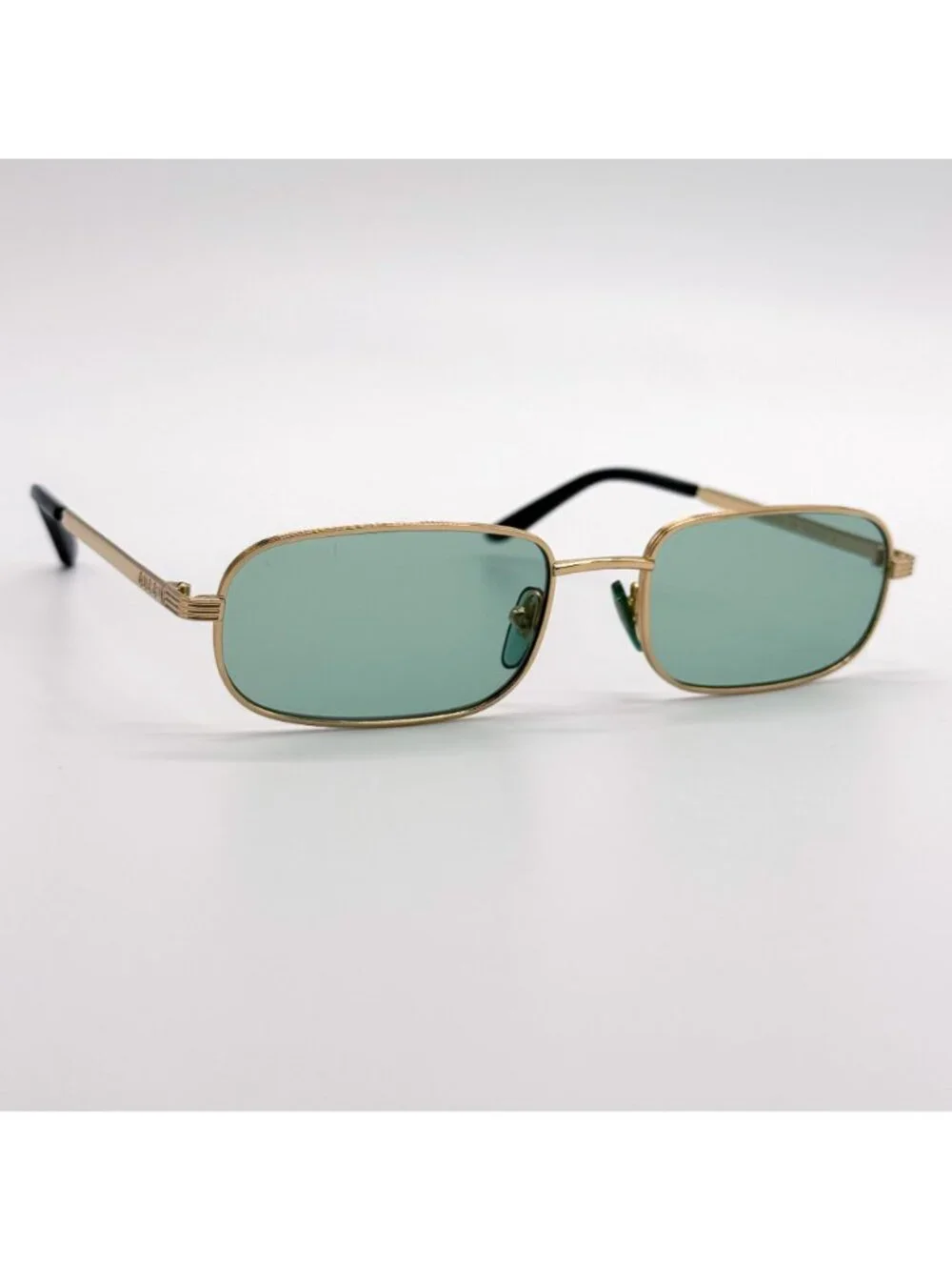 New Gucci Gold Green Square Unisex Sunglasses GG1457S 005